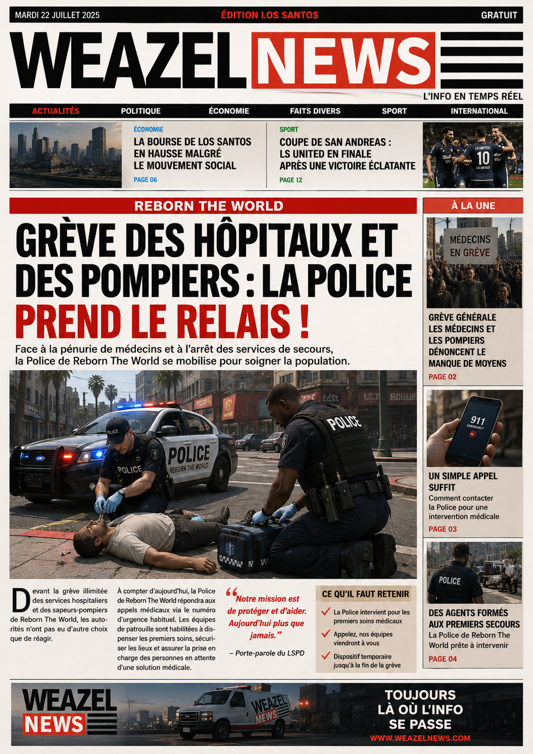 Greve des Hopitaux et des pompiers: La police prends le relais!!!